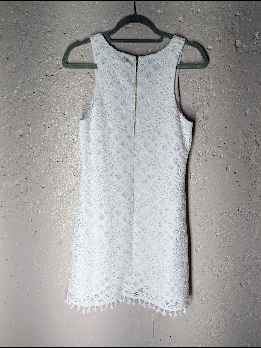 Lilly Pulitzer White Lace Tassel Hem Shift Dress Medium Resort Coastal Preppy - Picture 7 of 11